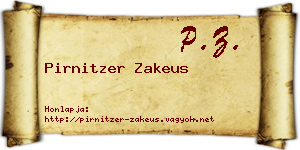 Pirnitzer Zakeus névjegykártya